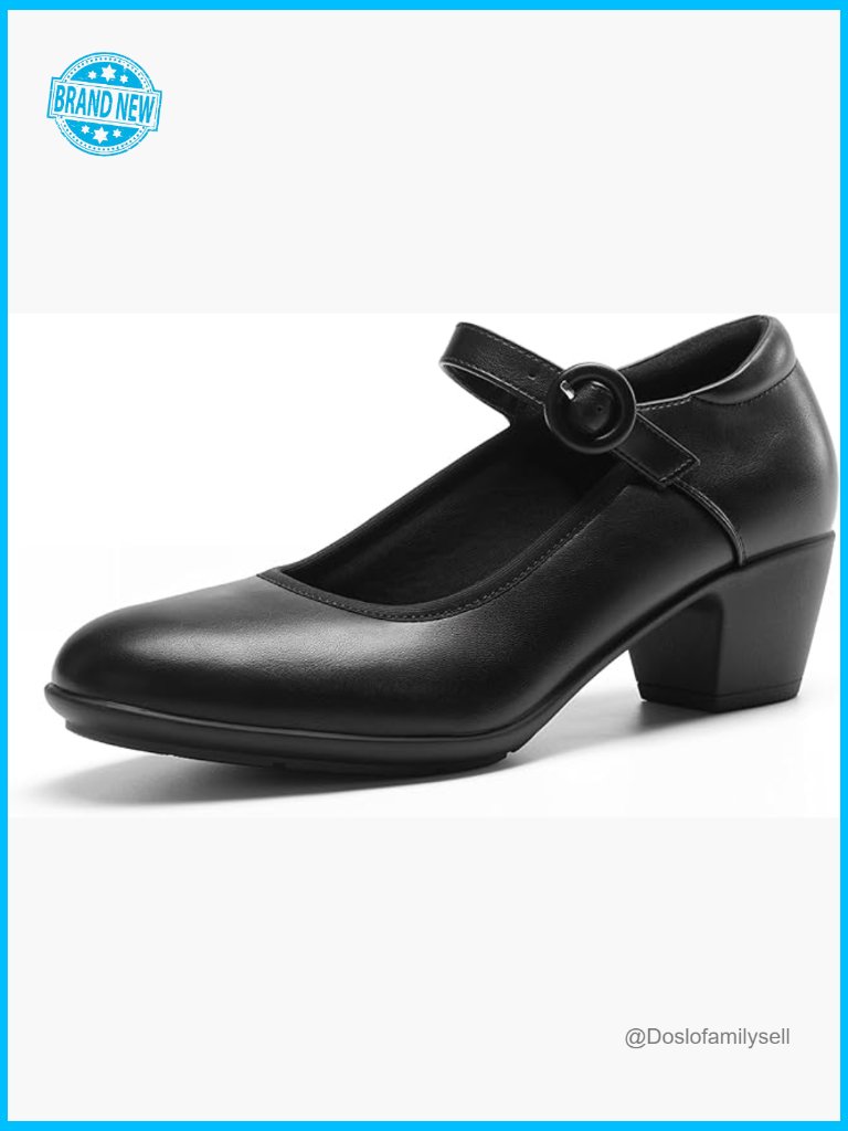 Chunky Heel Mary Jane Pumps Closed Toe Work Business Dress Shoes Comfortable
